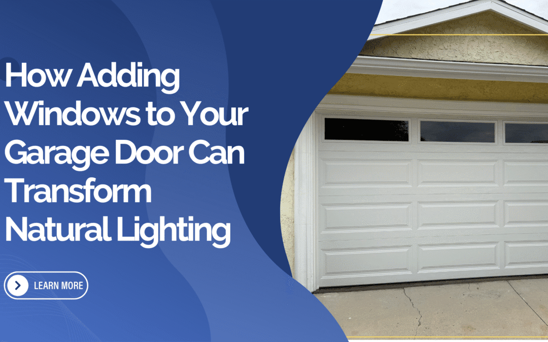Image of a garage door with a window, featuring the blog title and a "Learn More" button beside it.